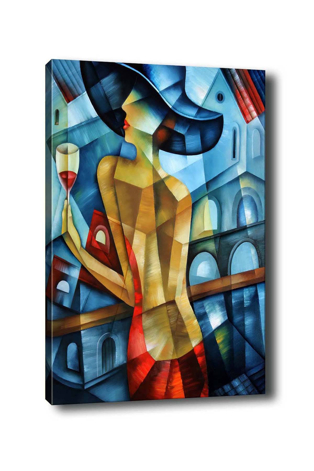 Decoratief schilderij Pola L50xH70cm Abstracte stijl, vrouw op balkon
