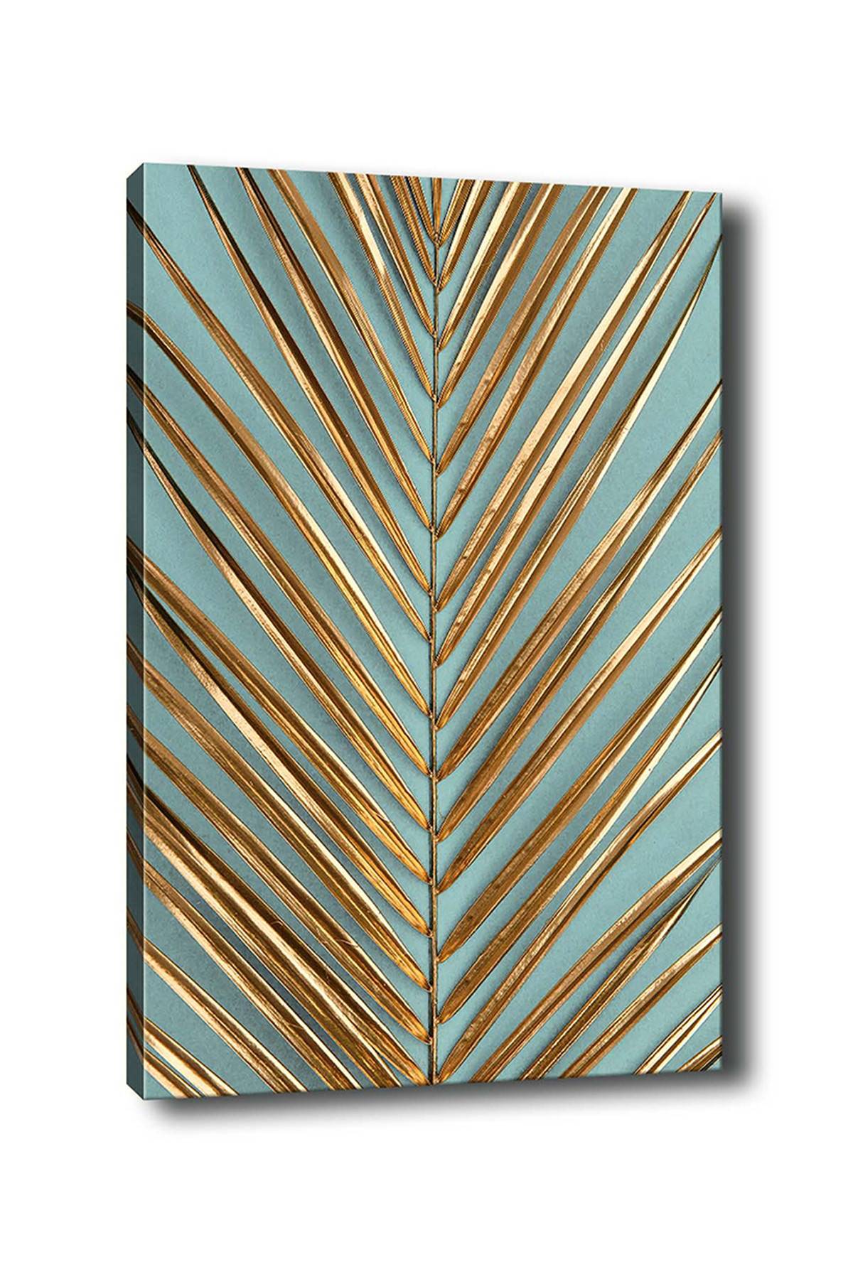 Decoratief schilderij Pola L70xH100cm Abstract motief, Tropische bladeren Groen en Goud