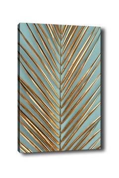 Cuadro decorativo Pola L70xH100cm Motivo abstracto, Hojas tropicales Verde y Oro