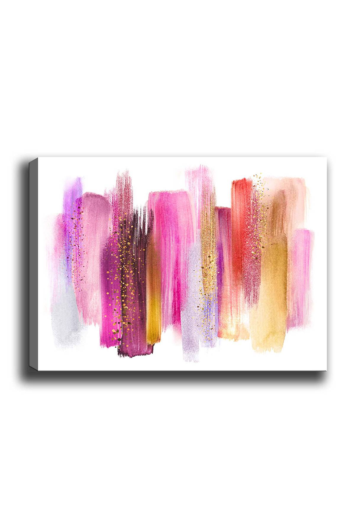 Decoratief schilderij Pola L70xH100cm Abstract motief, penseelstreken in roze, violet en goud