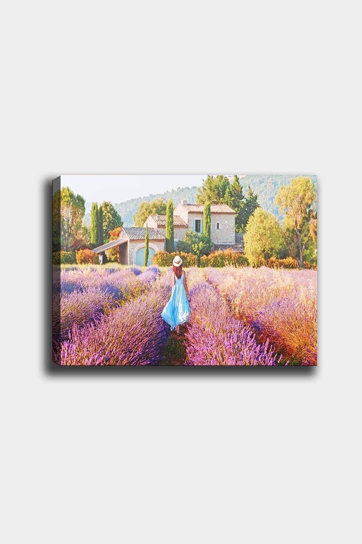 Decoratief schilderij Joy L50xH70cm Houtmotief Natuurlijk landschap, meisje Groen en Roze