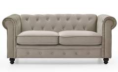 Grand Canapé Chesterfield 2-Sitzer Sofa mit Samtbezug Taupe