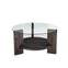 Tavolino rotondo Wilds D75cm Legno massiccio Antracite e vetro trasparente