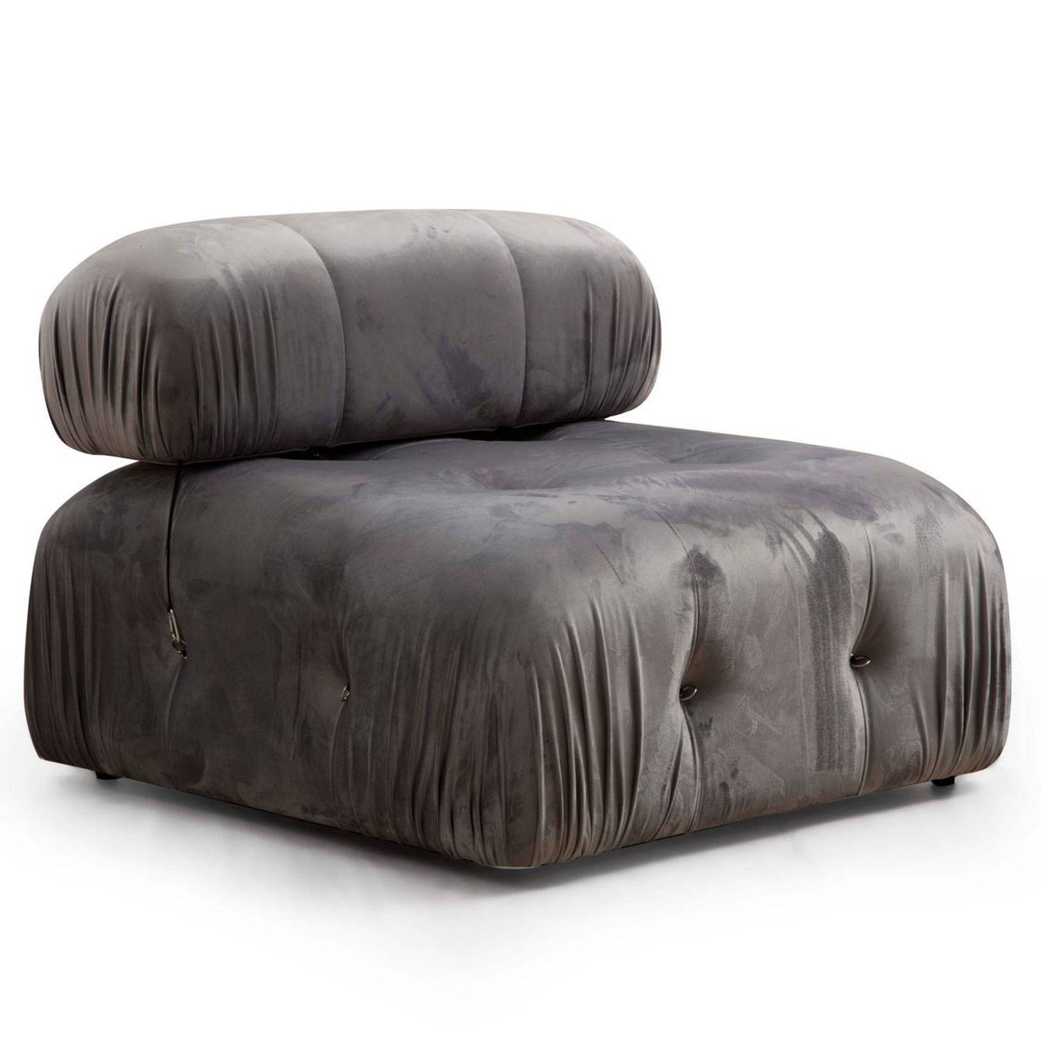 Nourhane Velvet Grey fauteuil of 1-zits module