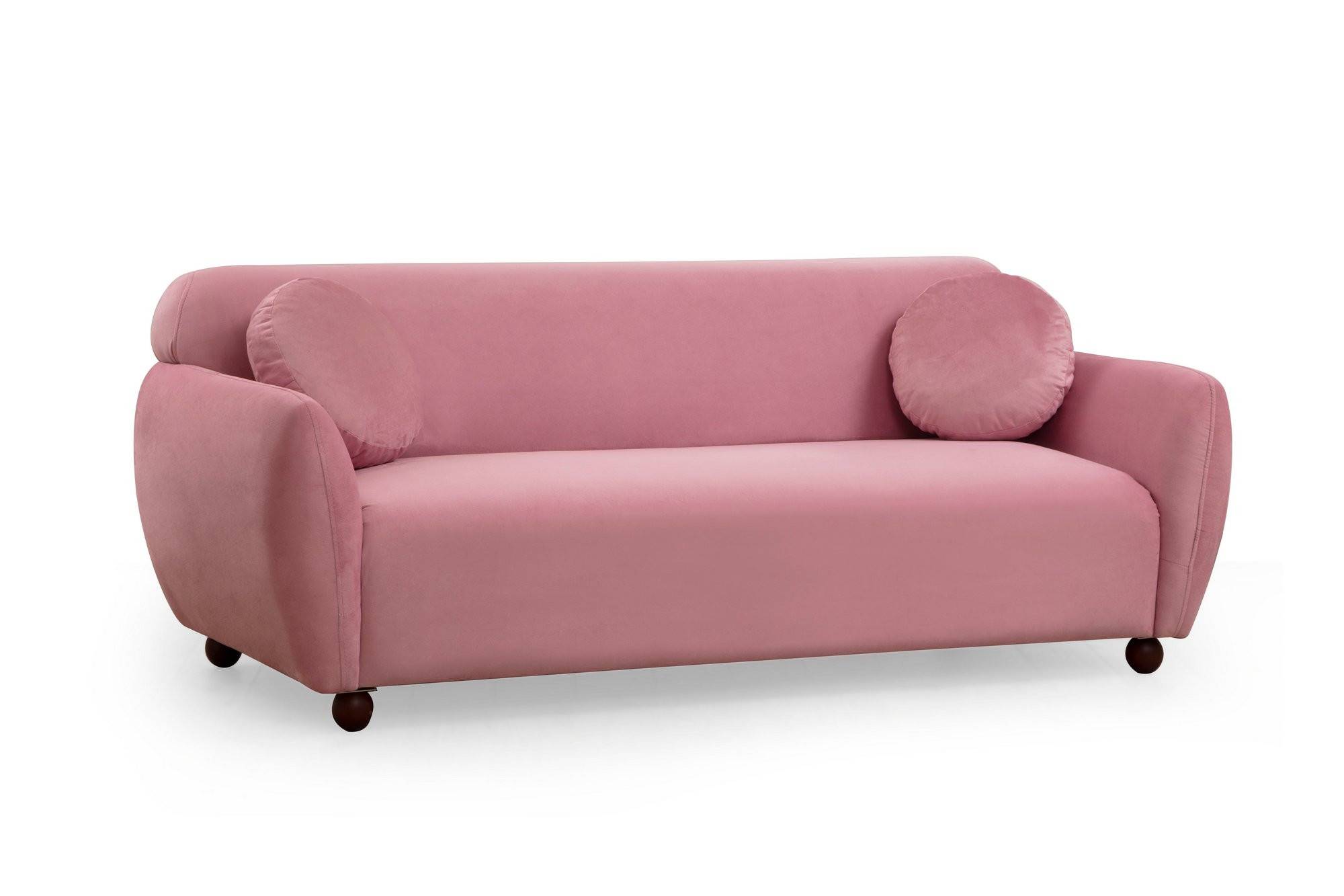 3-Sitzer-Sofa mit 2 Kissen Irek Stoff Rosa