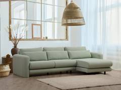 Harpie sofá de esquina derecha Bouclette tela Verde
