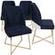 Set aus 4 Design-Stühlen Kymish Metall Gold und dunkelblauer Samt