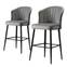 Lote de 2 sillas de bar Iria de terciopelo gris y metal negro