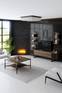 TV-meubel, 2 wandplanken en salontafel Radia Donker hout en zwart metaal