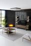 TV-meubel, 2 wandplanken en salontafel Aros Donker hout en zwart metaal