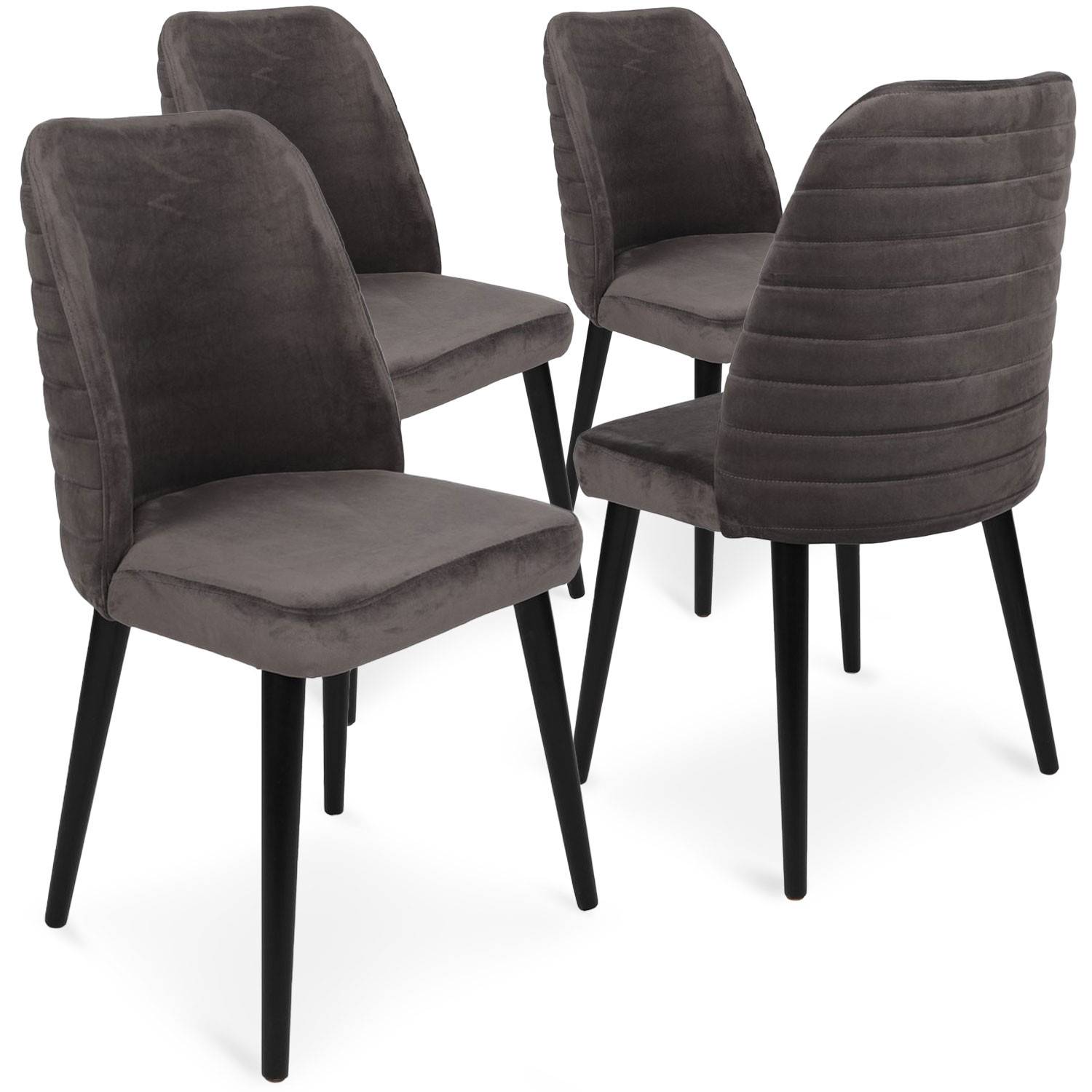 Set di 4 sedie Vatri in velluto antracite e metallo nero
