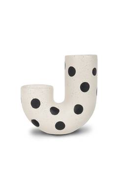 Vaso design Waria L18xH20cm Ceramica Motivo a pois bianchi e neri