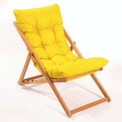 Set di 2 sedie da giardino e 1 tavolino Purrault Legno massiccio chiaro e tessuto giallo