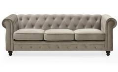 Grand Canapé Chesterfield 3-Sitzer Sofa mit Samtbezug Taupe