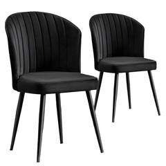 Lote de 2 sillas Iria de terciopelo negro y metal