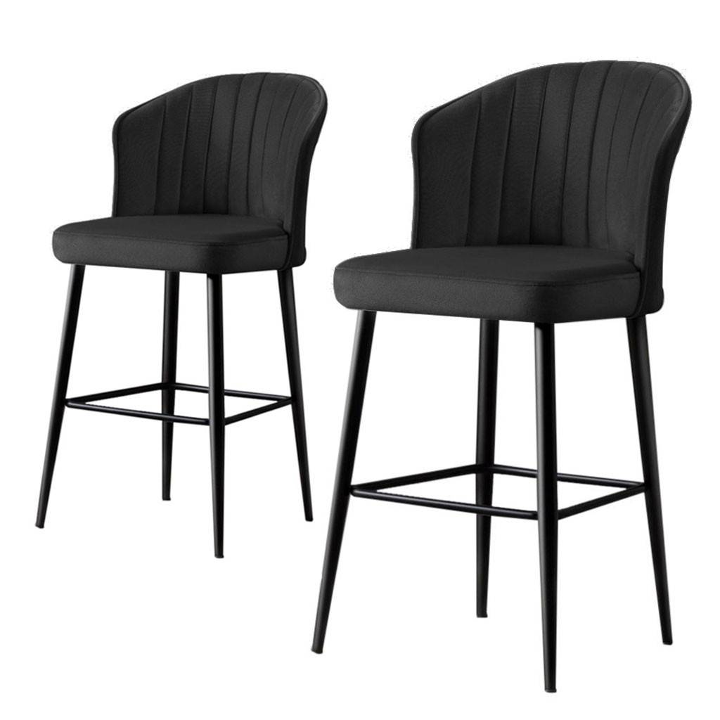 Lote de 2 sillas de bar Iria de terciopelo negro y metal