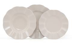 Service de table 18 pièces Campari Porcelaine fond Blanc et bordure pliée avec écaille