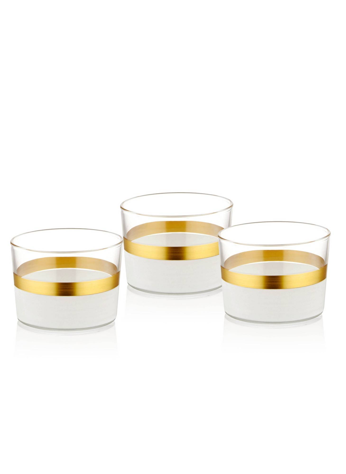 Set von 3 Aperitifschalen Narek Transparentes Glas, Gold und Weiß