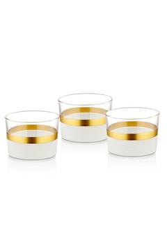 Set von 3 Aperitifschalen Narek Transparentes Glas, Gold und Weiß
