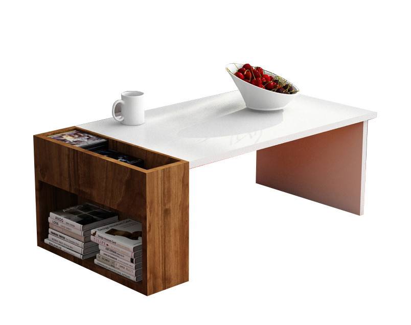 Biros salontafel met opbergruimte L95cm Donker hout en wit