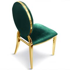 Set van 2 Sofia groen fluwelen medaillon stoelen