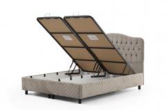Doppelbett mit aufklappbarem Bettkasten Gectuna 160x200cm Velours Beige