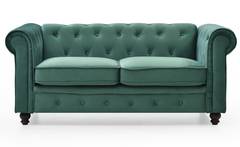 Grand Canapé Chesterfield 2-Sitzer Sofa mit Samtbezug Grün