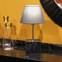 Lámpara de mesa Dhrasu H43cm Madera efecto mármol negro, metal cromado y tela antracita