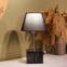 Lampe à poser Dhrasu H43cm Bois Noir effet marbre, Métal Chrome et Tissu Noir