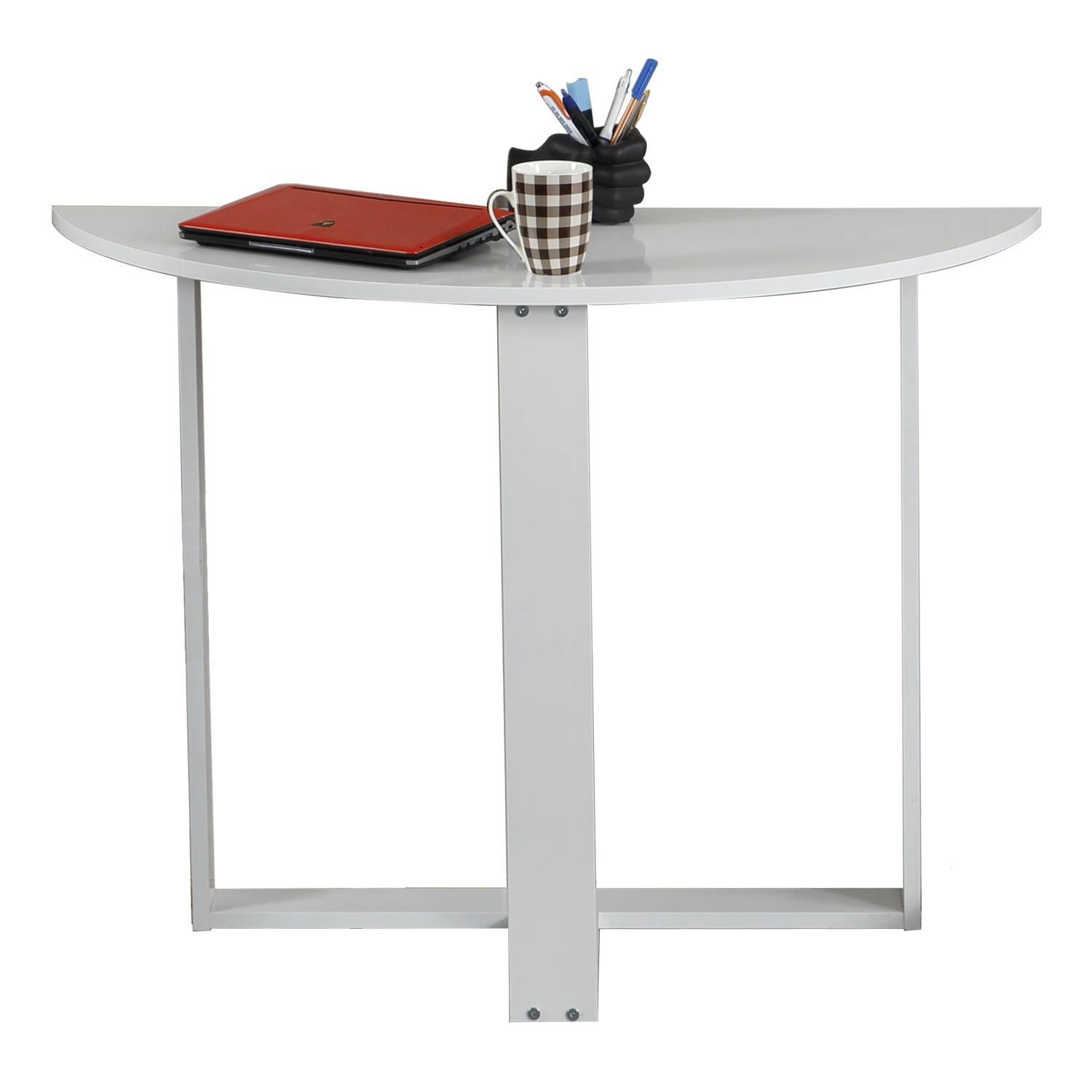 Table console demi-cercle Arothos L106cm Blanc