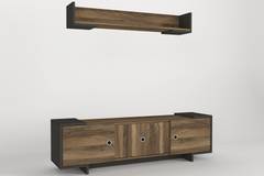 Melabo TV-meubel met legplank L150cm Donker hout en antraciet