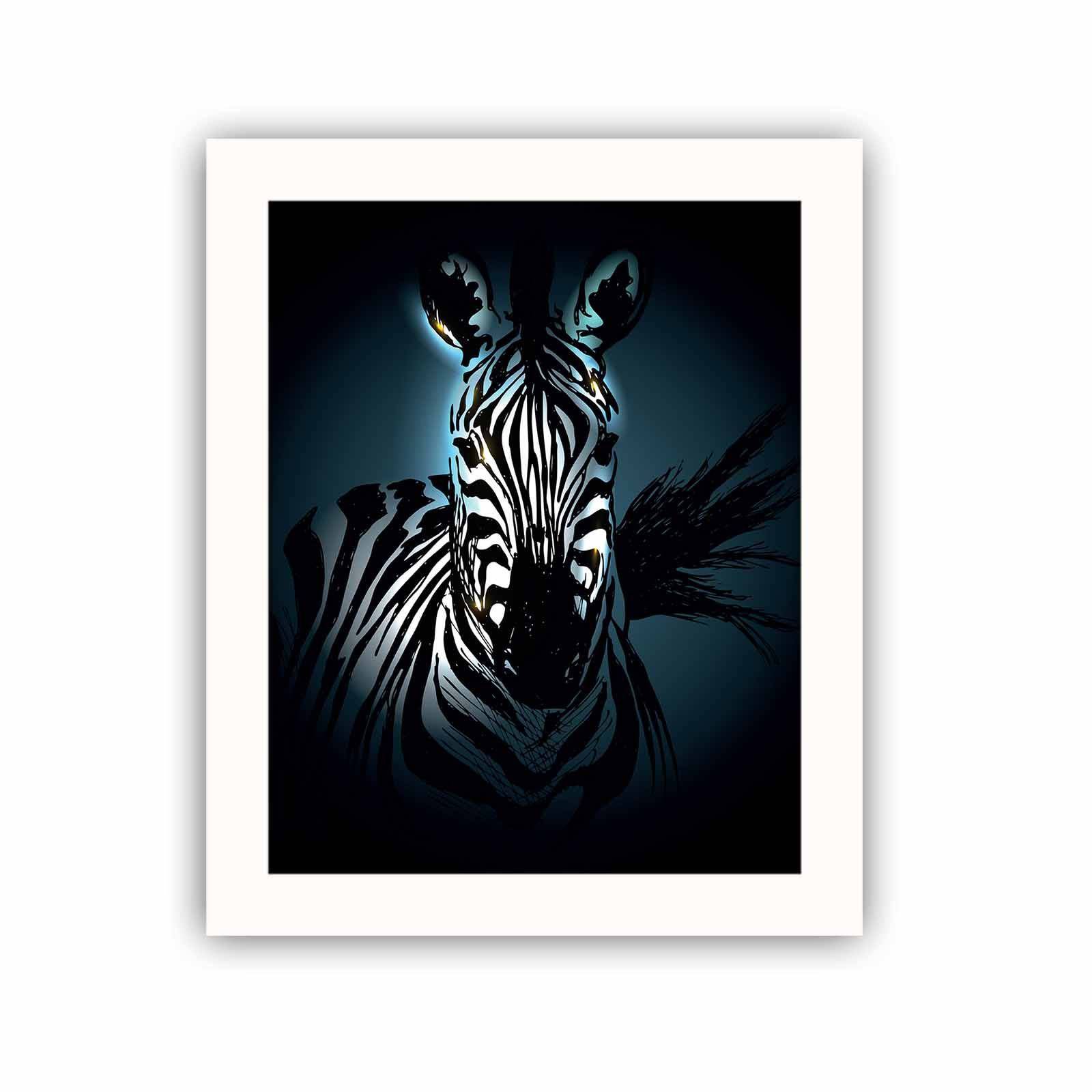 Decoratief schilderij met witte lijst Doncu 23,5x28,5cm Zebra