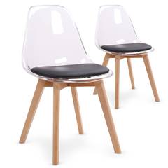Bovary Plexi Set mit 2 skandinavischen Stühlen Schwarz
