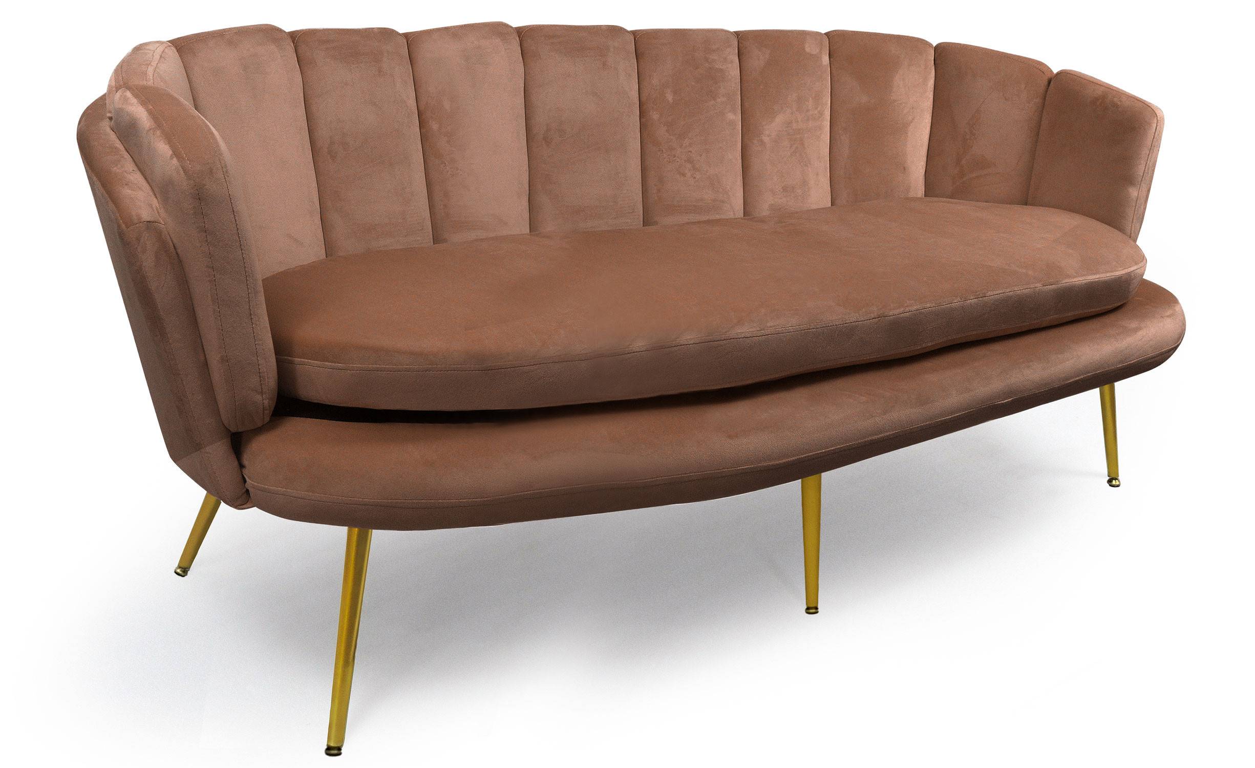 Brenda 3-Sitzer-Sofa mit Samtbezug und goldenen Beinen, Rosa