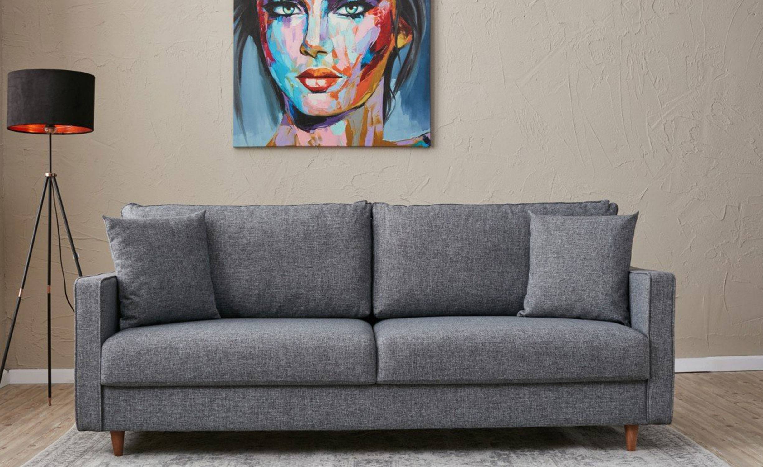 Evania 3 zits moderne sofa Grijs stof