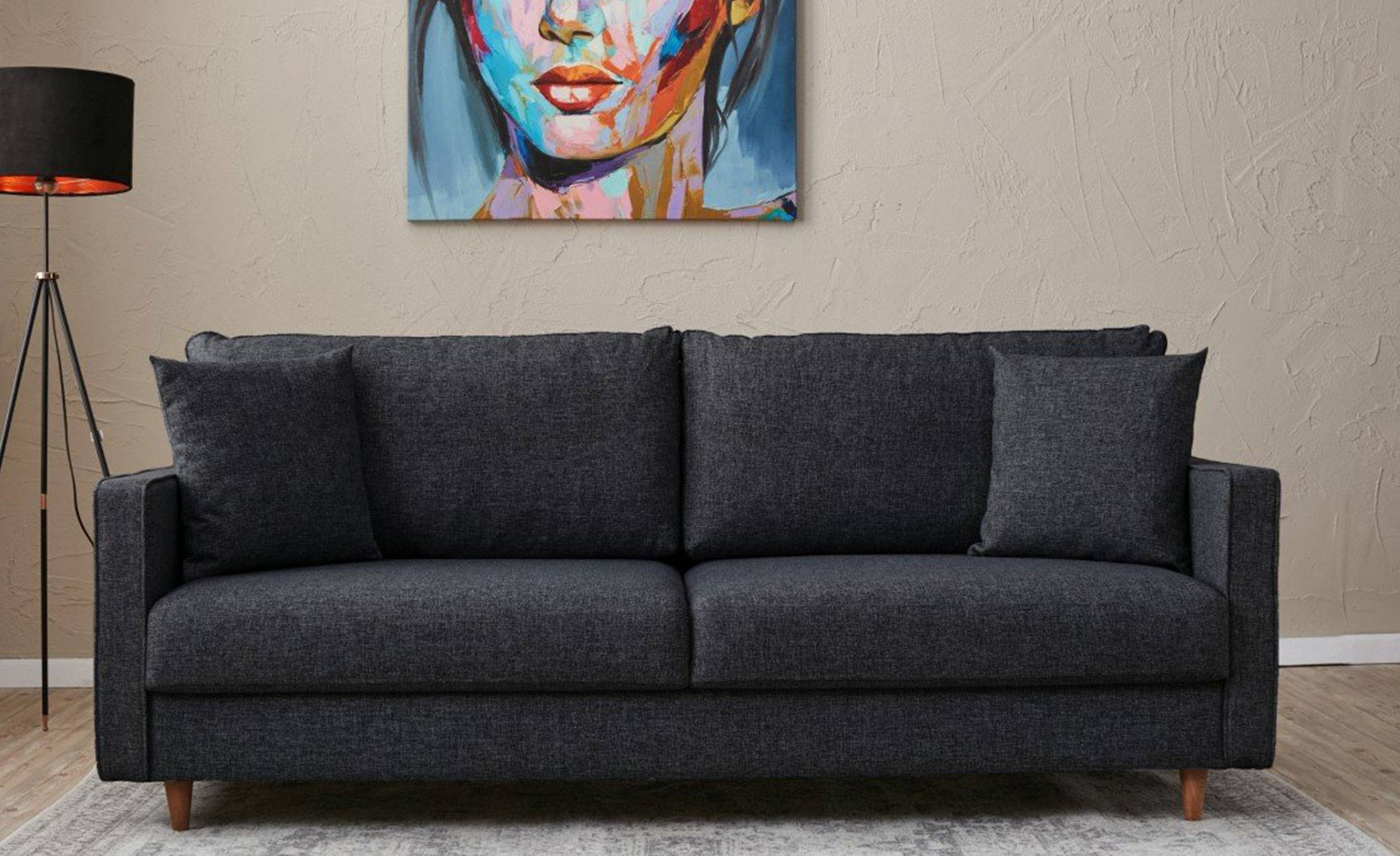 Evania 3-zits moderne sofa Stof Houtskoolgrijs