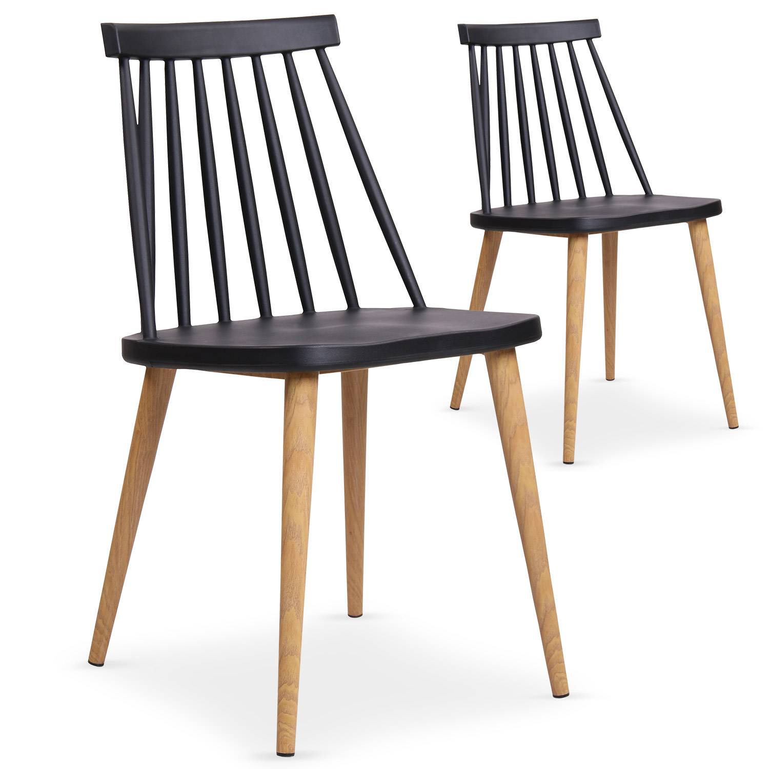 Set van 2 zwarte Trouville Scandinavische stoelen