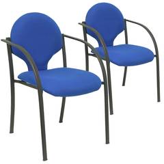 Lot de 2 chaises de conférence empilables Salim Tissu Bleu