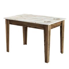 Table de salle à manger avec rangement Fiorita L110cm Bois et Blanc Effet marbre