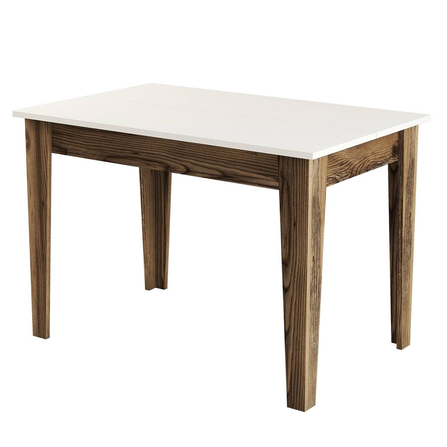 Table de salle à manger avec rangement Fiorita 100cm Bois et Blanc