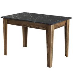 Table de salle à manger avec rangement Fiorita L110cm Bois et Noir Effet marbre
