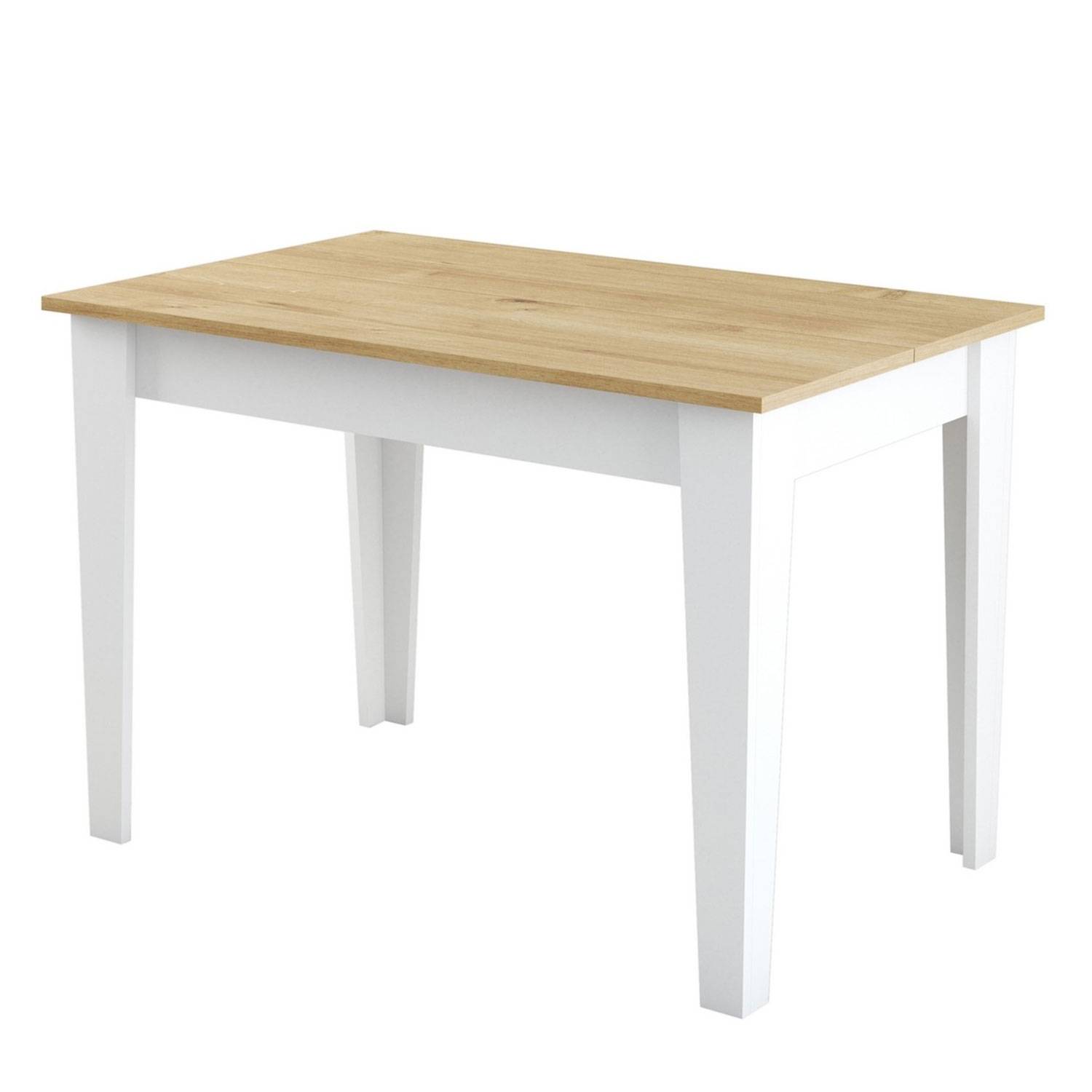Table de salle à manger avec rangement Fiorita 100cm Blanc et Chêne