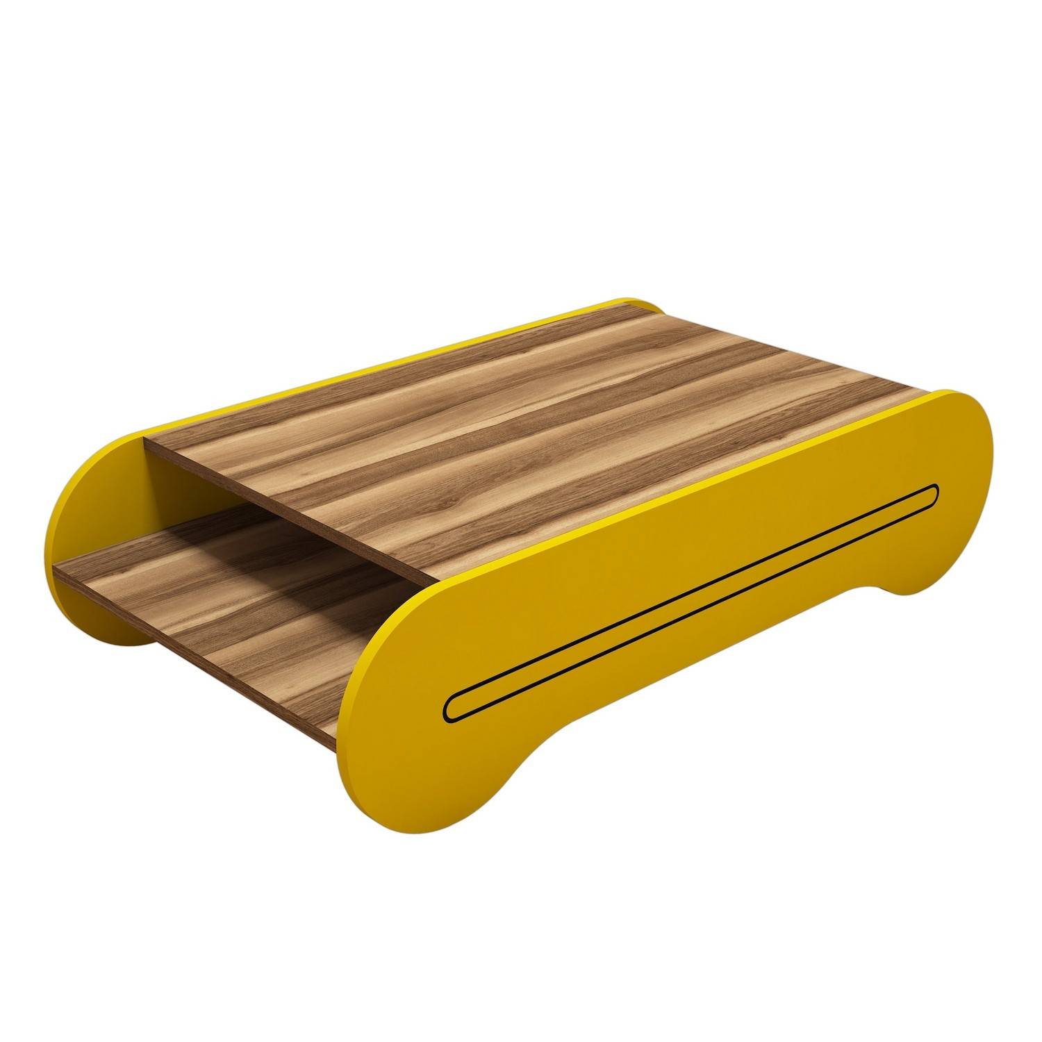 Erval design salontafel L120cm Donker hout en geel