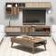 Set aus TV-Möbel, Couchtisch und Wandregal im Ribera-Design Dunkles Holz und Weiß