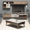 Mobile TV, tavolino e mensola a muro Ribera design Legno scuro ed effetto marmo bianco