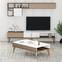 Conjunto de soporte de TV, mesa de centro y estantería de pared Diseño Ribera Madera clara y blanco