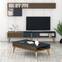 Mueble TV, mesa de centro y estantería de pared Ribera diseño Madera oscura y Antracita