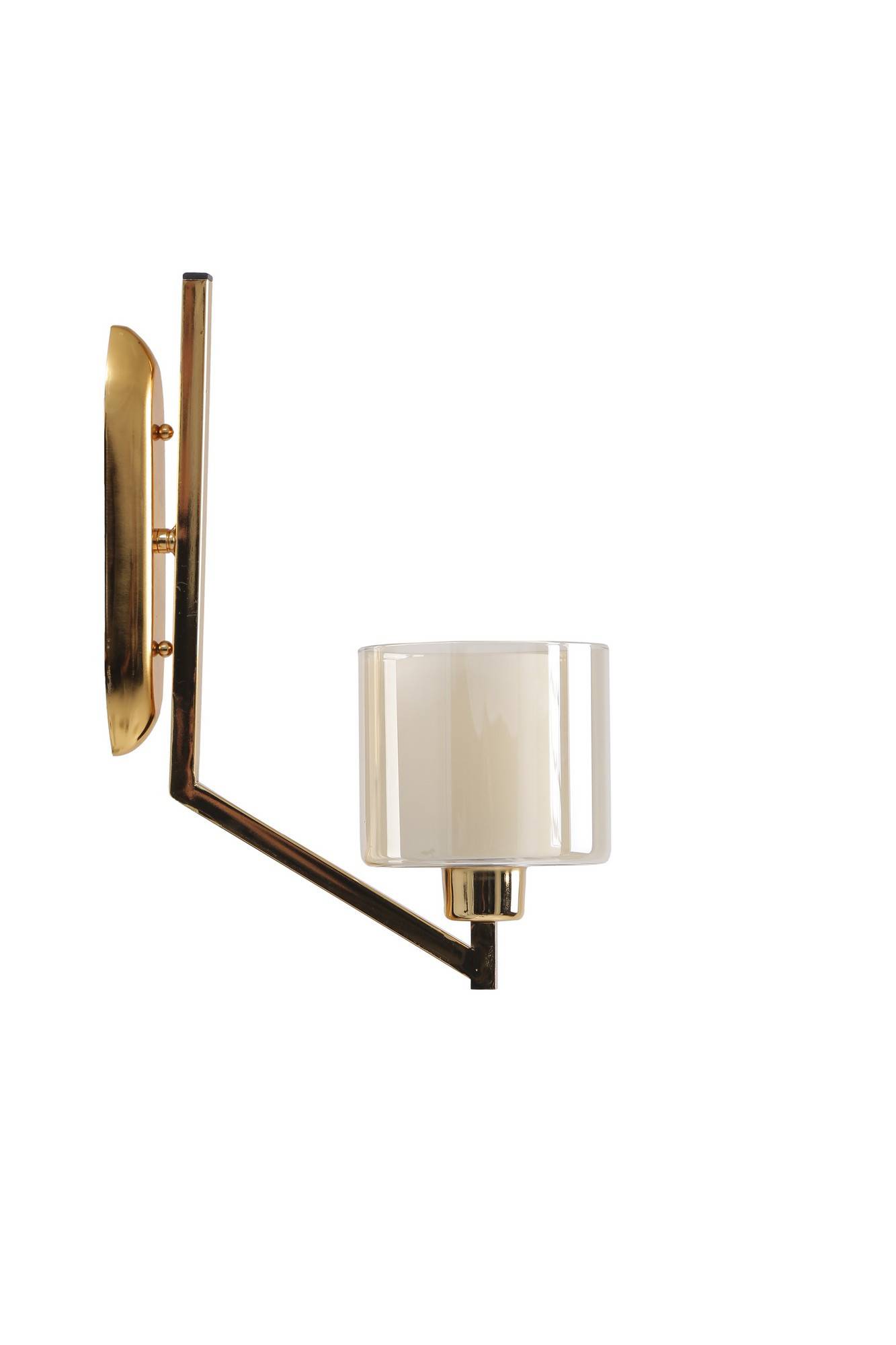 Norwich 1-lichts wandlamp Rookglas en goudmetaal