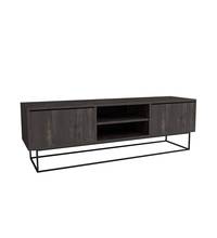 Perry TV-meubel met 2 lades L140cm Donker hout en zwart metaal