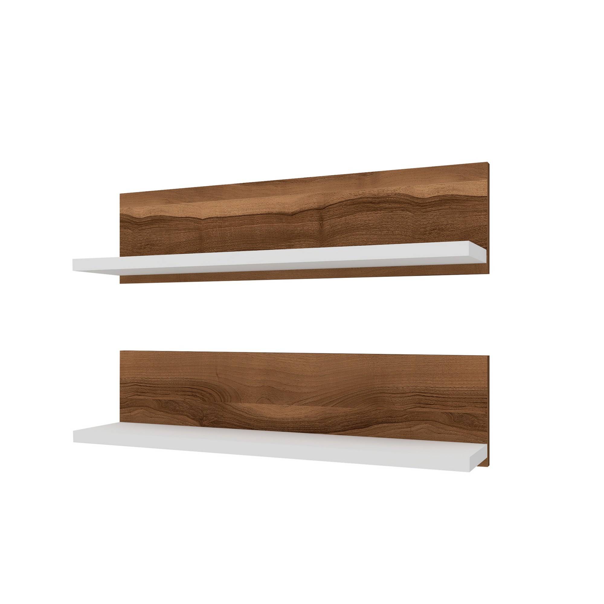 Set van 2 Ashile wandplanken L60cm Donker hout en wit